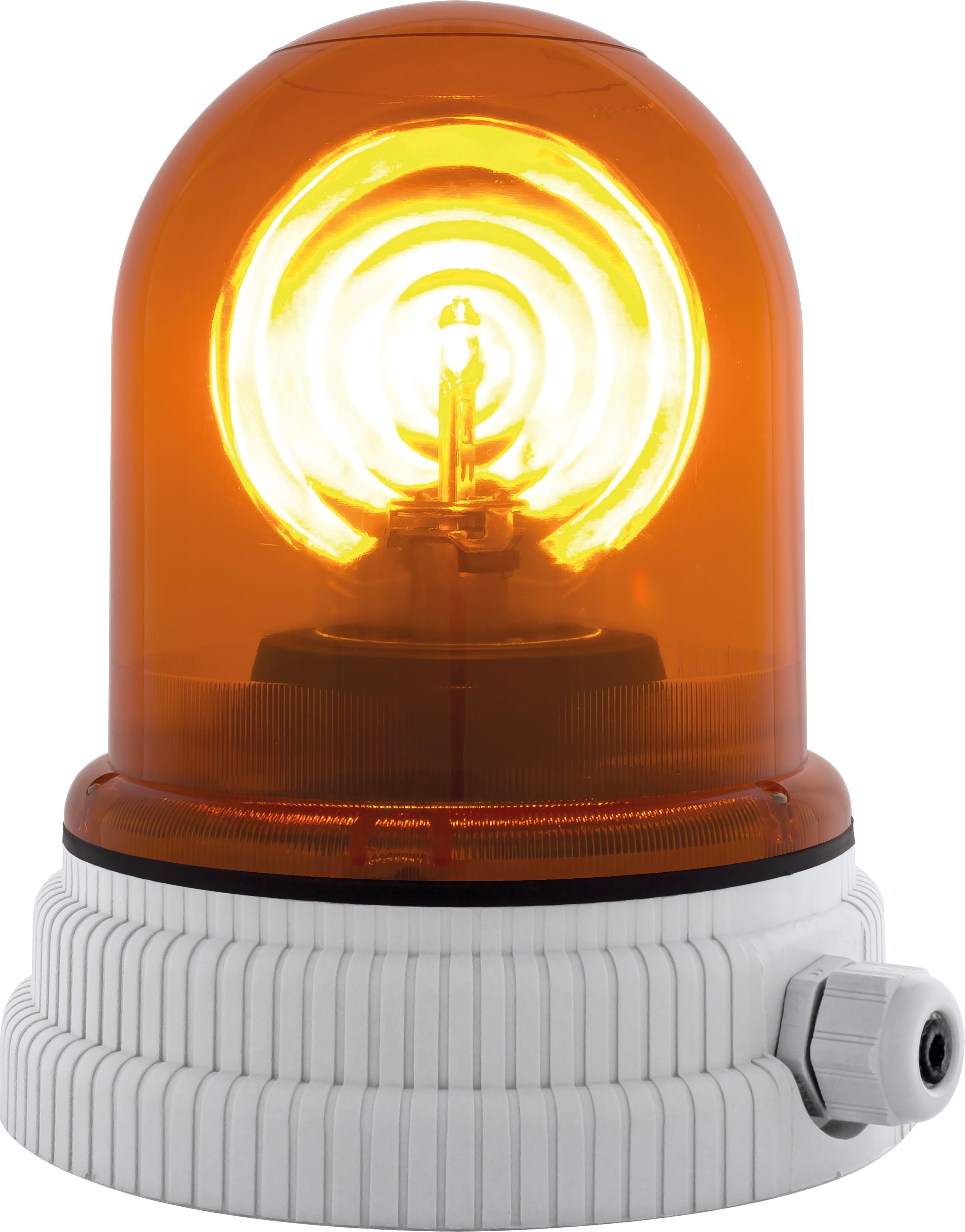 TYPE 200 orange, feu tournant avec ampoule halogène, IP55, V12ACDC, base grise
