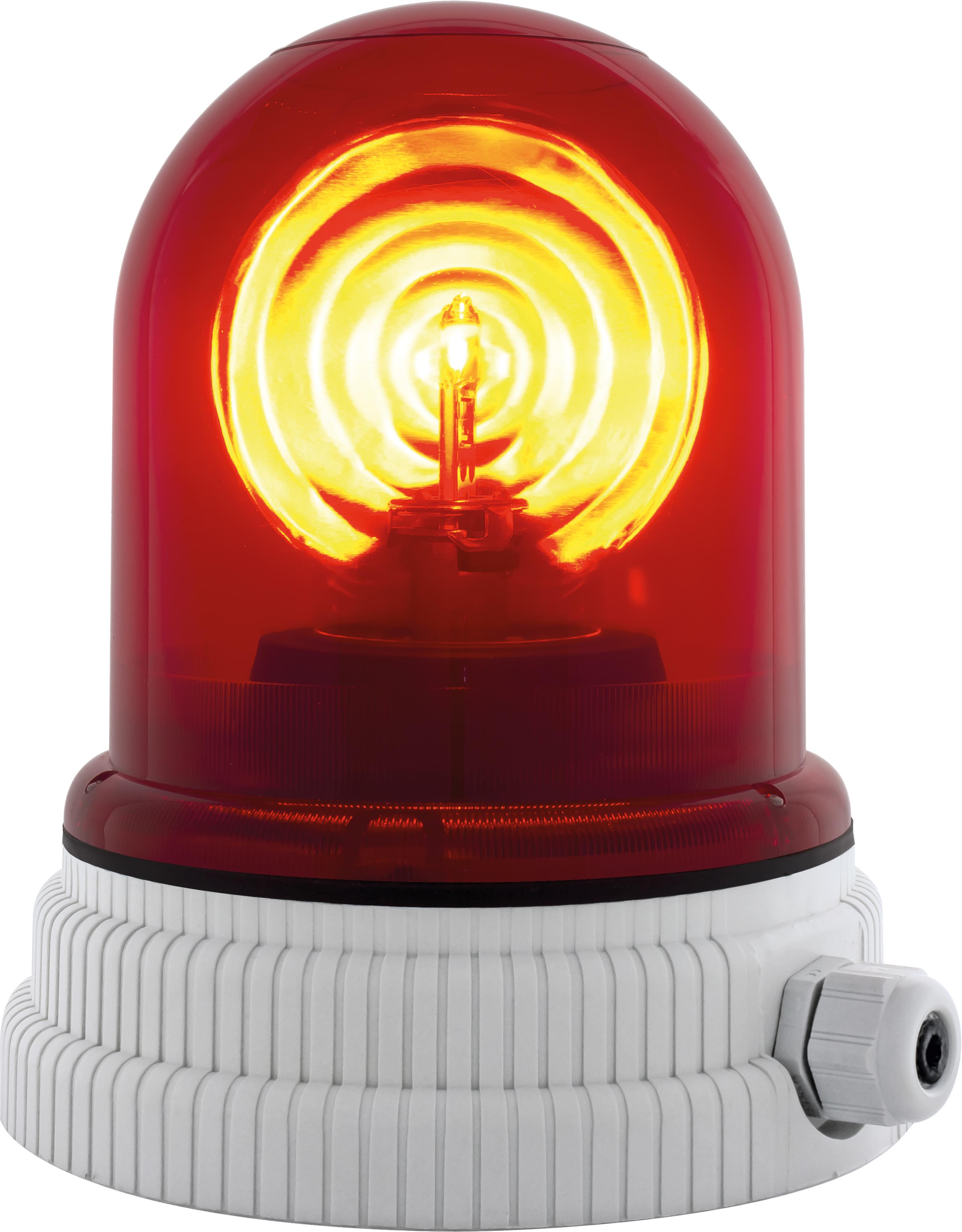 TYPE 200 rouge, feu tournant avec ampoule halogène, IP55, V12ACDC, base grise