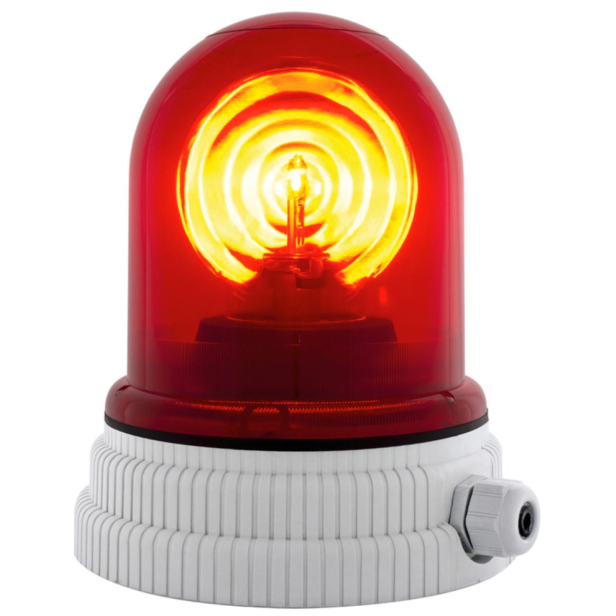 TYPE 200 rouge, feu tournant avec ampoule halogène, IP55, V240AC, base grise