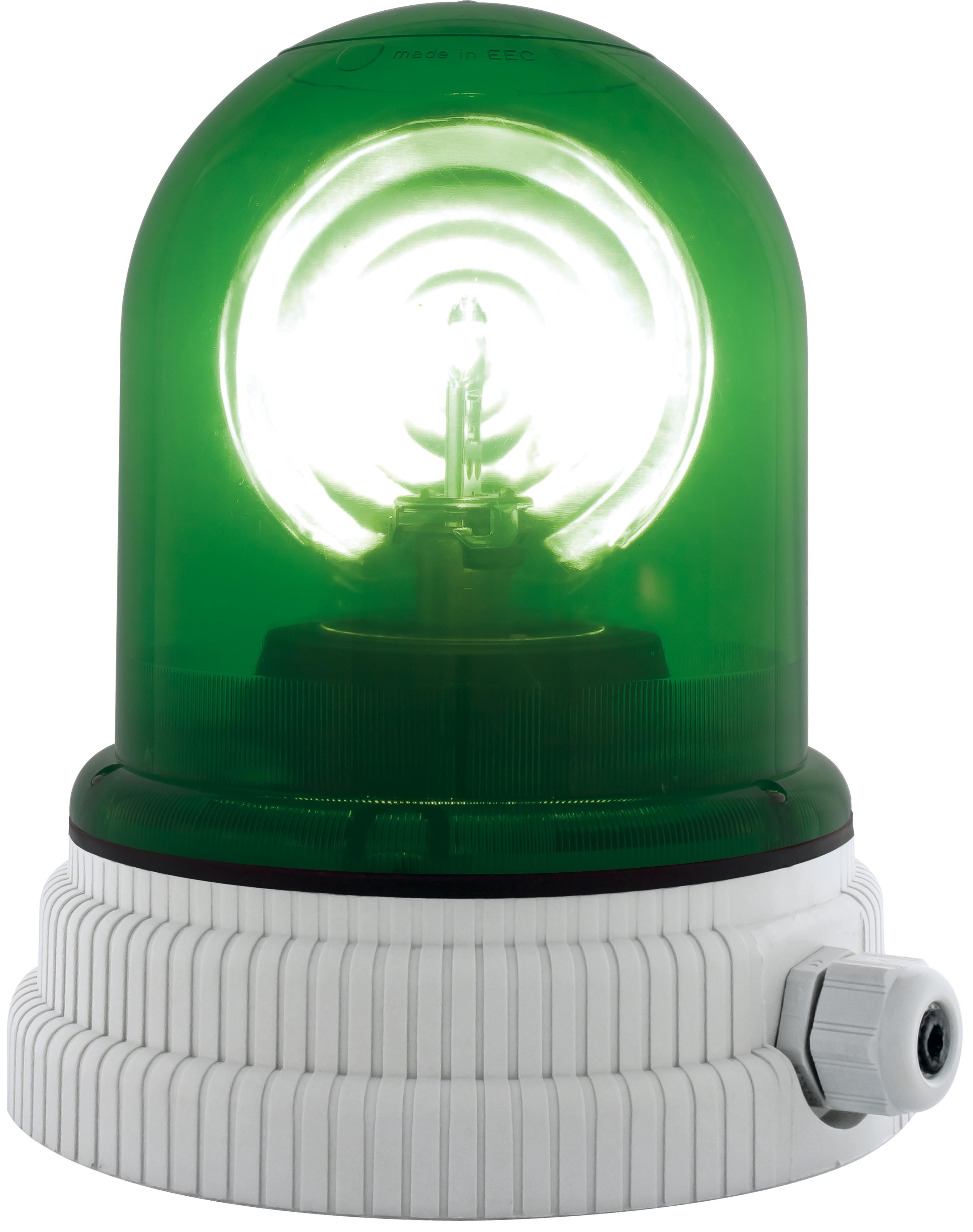 TYPE 200 vert, feu tournant avec ampoule halogène, IP55, V12ACDC, base grise