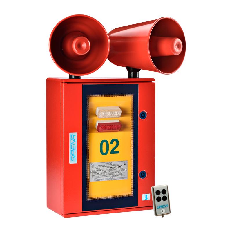 Système d'évacuation 2 haut-parleurs 4 niveaux d'alarme 2 SS lumineuse à led
