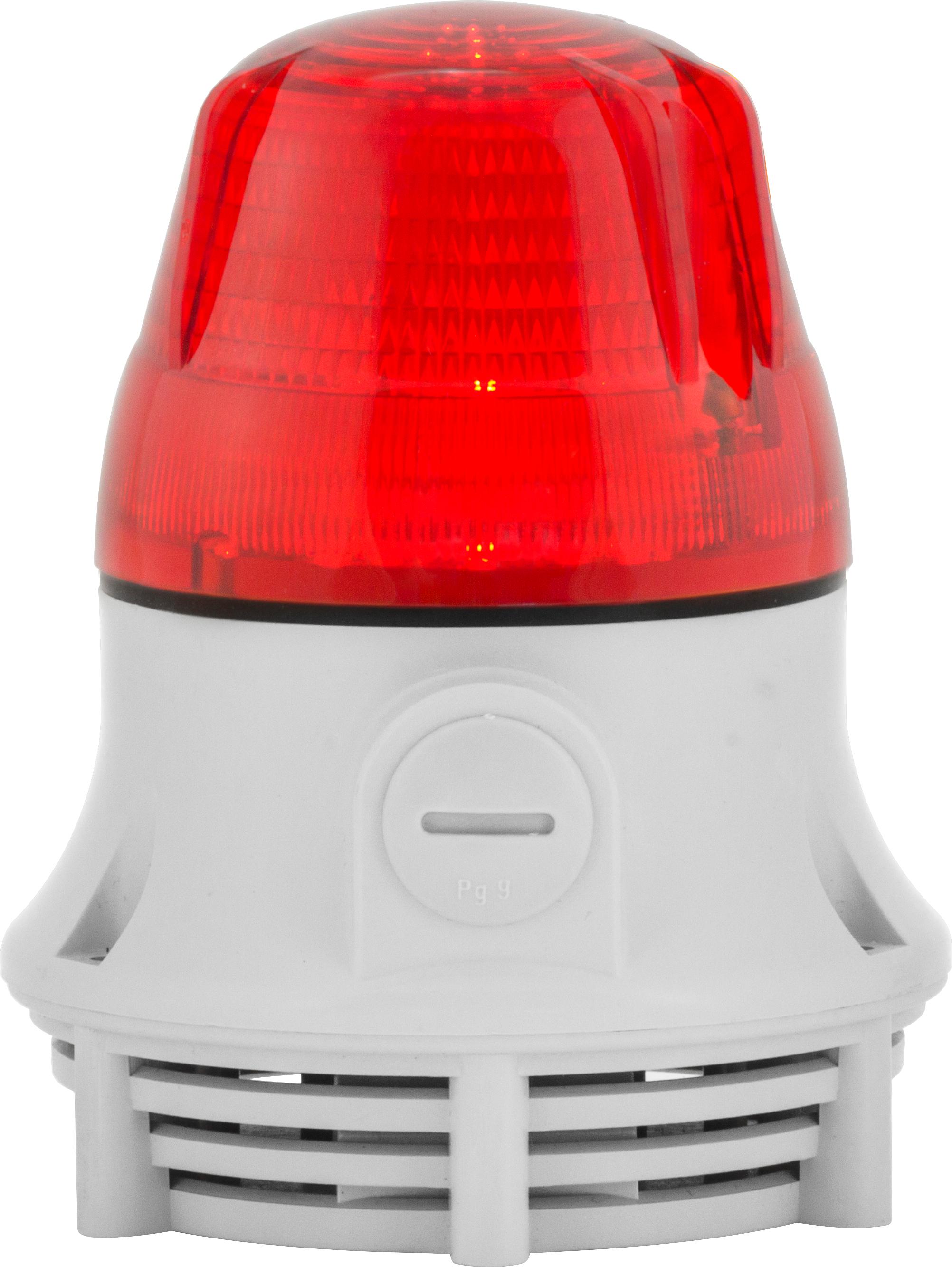 Microlamp : balise fixe/clignotant son continu/pulsé 75db IP30 base grise