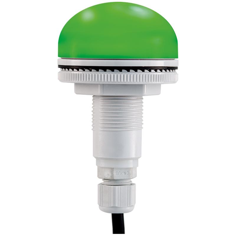 Feu led encastrable P50 S vert 12/24VCACC IP66 miltifonction presse-étoupe M12